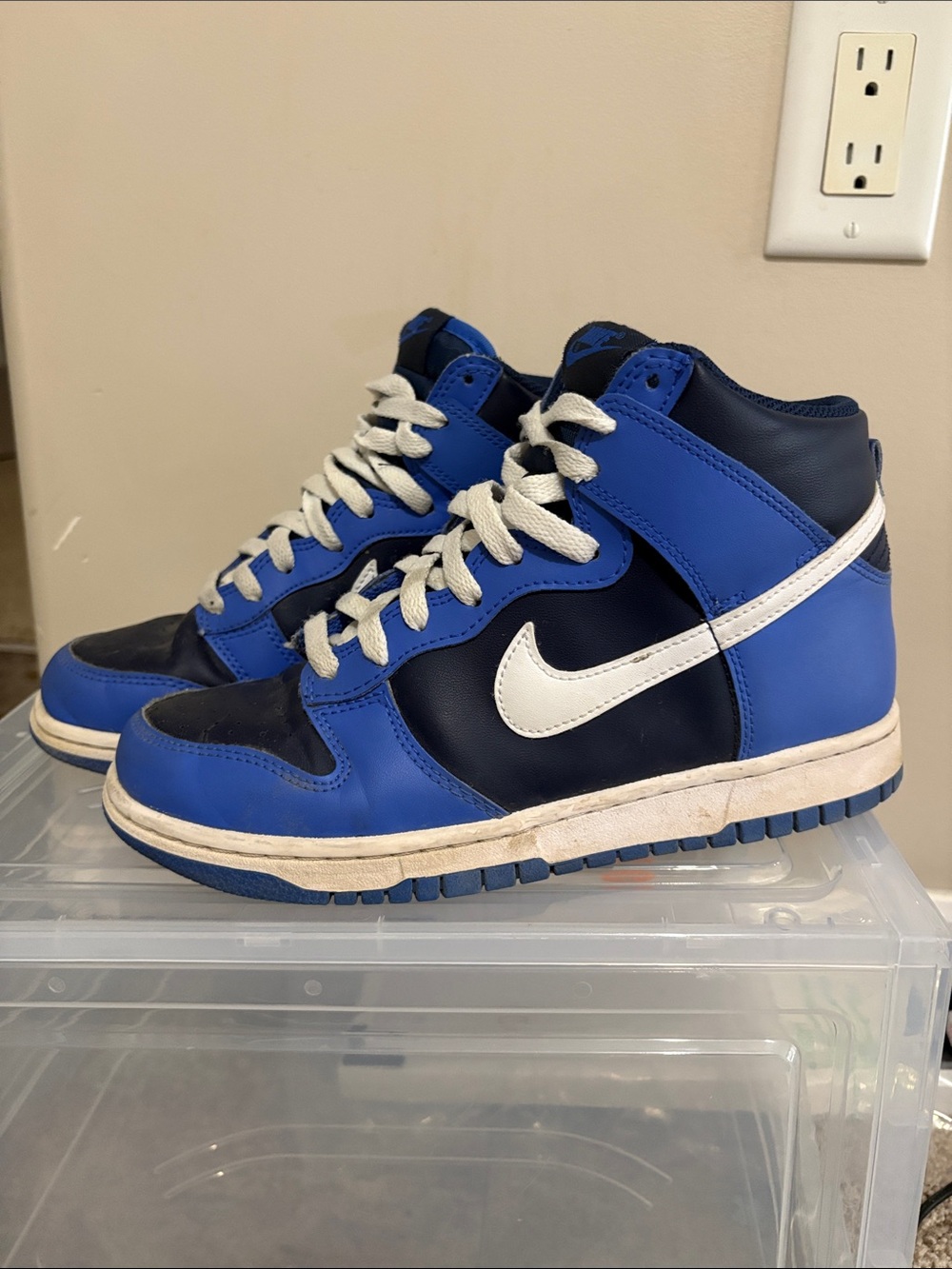 Nike Kids Royal Blue and White High-Top Sneakers